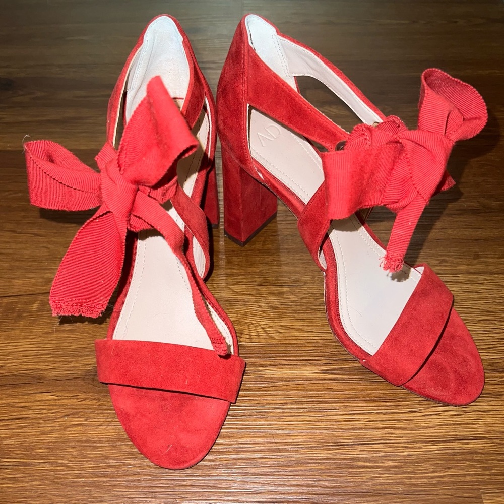 AD & Daughters Red Suede Self Tie Heels Size 7.5